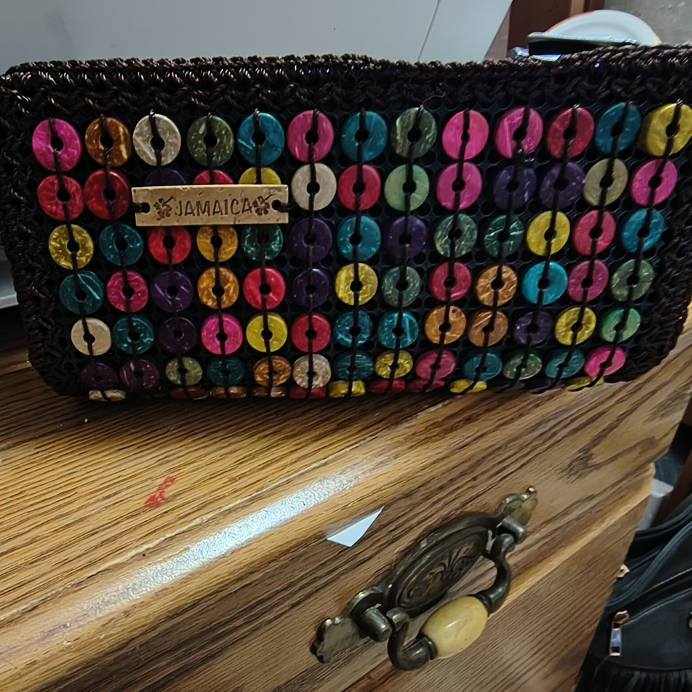 Colorful Beaded Clutch with Floral Accent - Picture 3 of 3